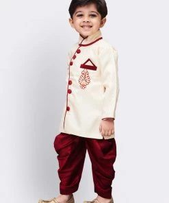 JBN Creation Buy 1 Get 1 Boys' Gold Cotton Silk Kurta And Dhoti Pant Set