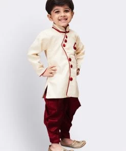 JBN Creation Buy 1 Get 1 Boys' Gold Cotton Silk Kurta And Dhoti Pant Set