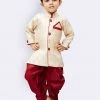 JBN Creation Boys' Gold Cotton Silk Kurta And Dhoti Pant Set