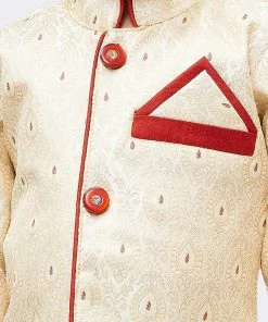 JBN Creation Boys' Gold Cotton Silk Kurta And Dhoti Pant Set