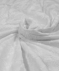 Vastramay All Over Chikankari Embroidered Pure Cotton White Fabric