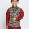 JBN Creation Boys' Black Cotton Silk Blend Nehru Jacket