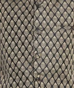 JBN Creation Boys' Black Cotton Silk Blend Ethnic Jacket, Golden Kurta And Dhoti Pant Set