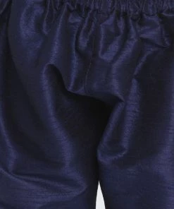 JBN Creation Boys' Blue Color Woven Design Nehru Jacket & Navy Blue Kurta Pyjamas Set