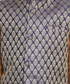 JBN Creation Boys' Blue Cotton Silk Blend Ethnic Jacket, Golden Kurta And Dhoti Pant Set