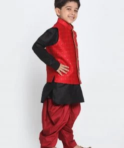 Vastramay Banarasi Maroon Woven Siblings Set