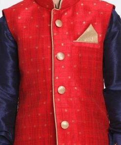 JBN Creation Boys' Maroon Silk Blend Ethnic Jacket, Navy Blue Kurta And Rose Gold Dhoti Pant Set 11 JBN Creation Boys' Maroon Silk Blend Ethnic Jacket, Navy Blue Kurta And Rose Gold Dhoti Pant Set