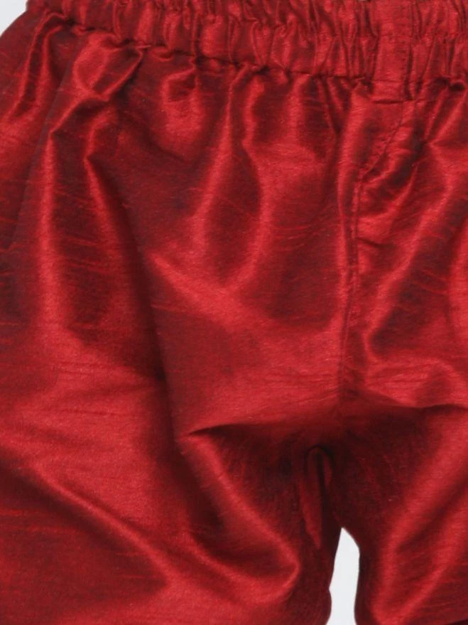 JBN Creation Boys' Gold Cotton Silk Blend Waistcoat, Maroon Kurta And Pyjama Set 7 JBN Creation Boys' Gold Cotton Silk Blend Waistcoat, Maroon Kurta And Pyjama Set