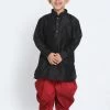 JBN Creation Boys' Black Cotton Silk Blend Kurta And Dhoti Pant Set