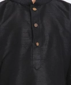 JBN Creation Boys' Black Cotton Silk Blend Kurta And Dhoti Pant Set