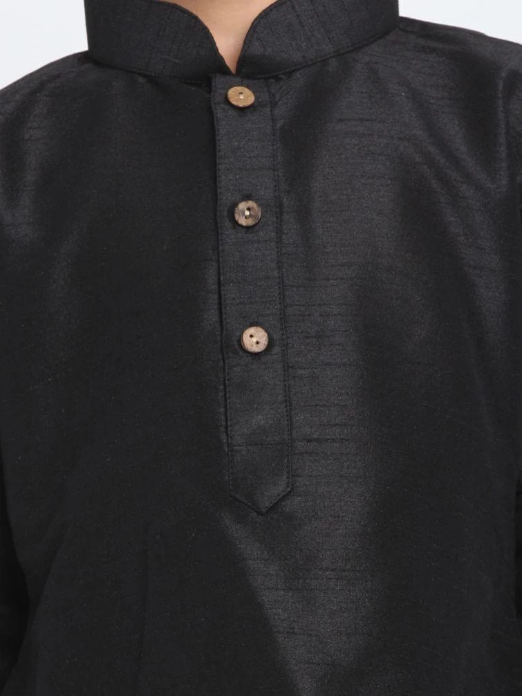 JBN Creation Boys' Black Cotton Silk Blend Kurta And Dhoti Pant Set 5 JBN Creation Boys' Black Cotton Silk Blend Kurta And Dhoti Pant Set