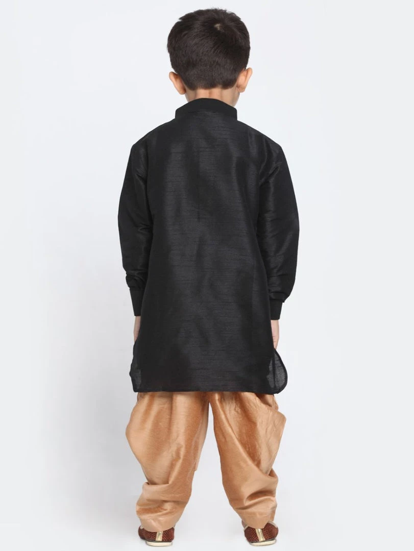 JBN Creation Boys' Black Cotton Silk Blend Kurta And Dhoti Pant Set 6 JBN Creation Boys' Black Cotton Silk Blend Kurta And Dhoti Pant Set