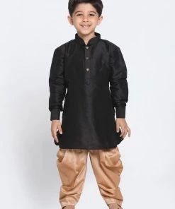 JBN Creation Boys' Black Cotton Silk Blend Kurta And Dhoti Pant Set 14 JBN Creation Boys' Black Cotton Silk Blend Kurta And Dhoti Pant Set