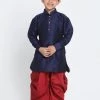 JBN Creation Boys' Blue Cotton Silk Blend Kurta And Dhoti Pant Set