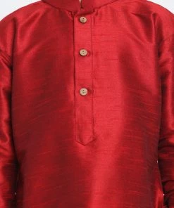 JBN Creation Boys' Maroon And Rose Gold Silk Blend Kurta And Patiala Pant Set 11 JBN Creation Boys' Maroon And Rose Gold Silk Blend Kurta And Patiala Pant Set
