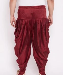 Rakhi VASTRAMAY Men's Plus Size Maroon Solid Dhoti Pants