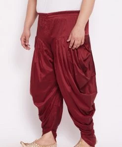 Rakhi VASTRAMAY Men's Plus Size Maroon Solid Dhoti Pants