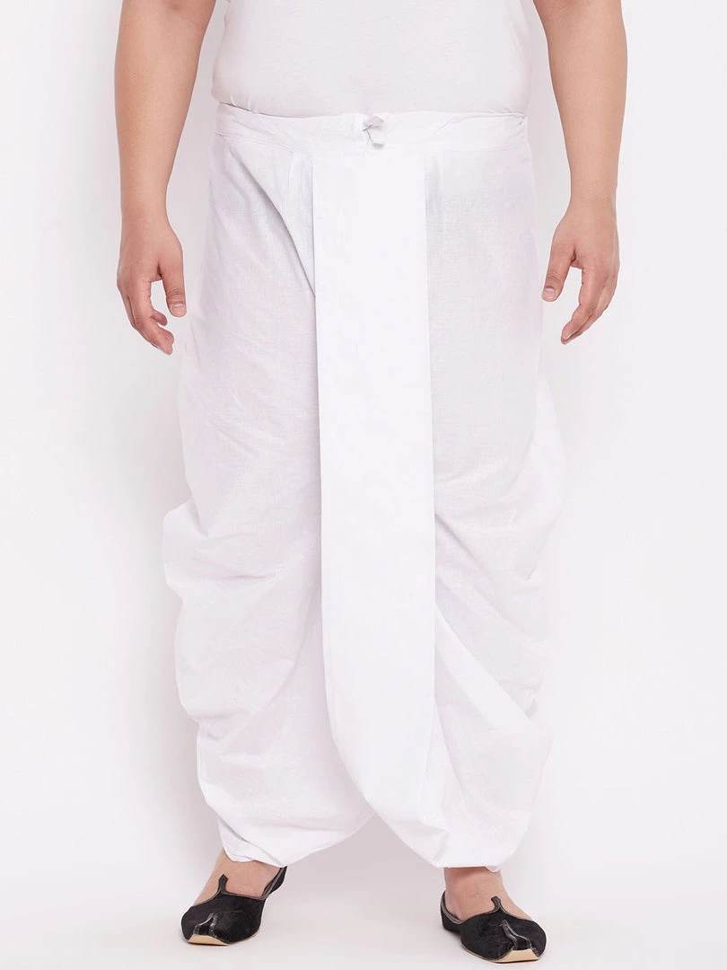 Vastramay Men's Plus Size Pure Cotton White Traditional Dhoti 3 Vastramay Men's Plus Size Pure Cotton White Traditional Dhoti