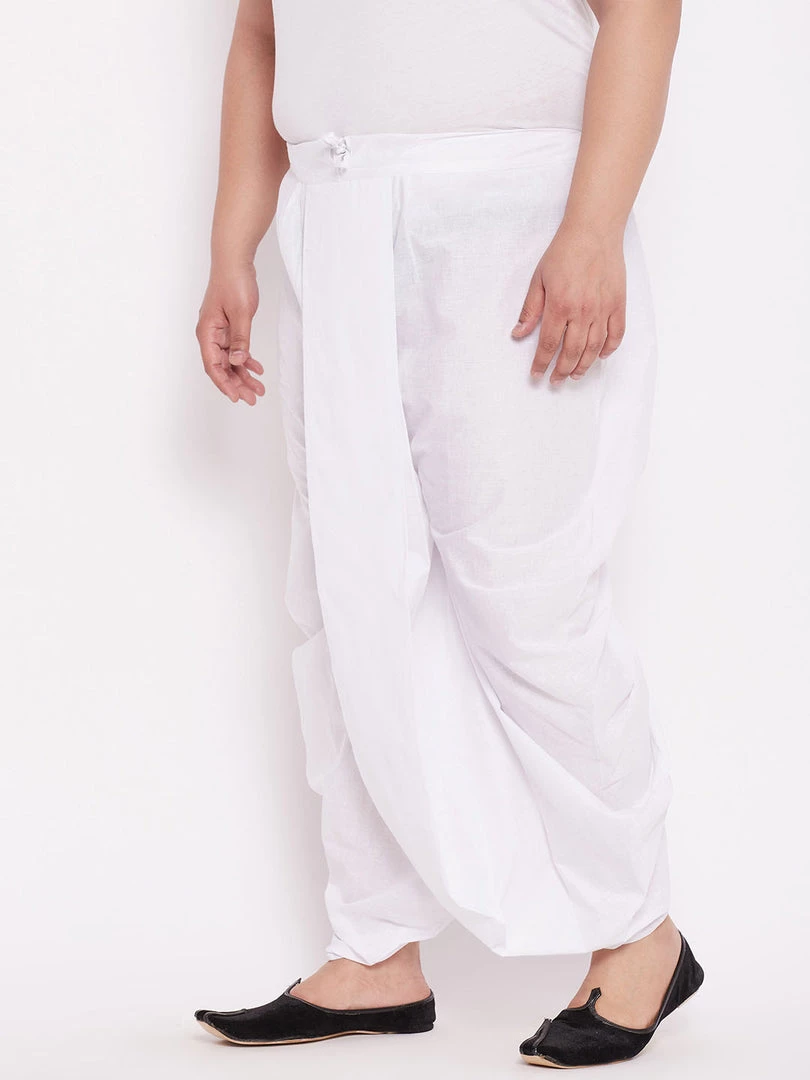 Vastramay Men's Plus Size Pure Cotton White Traditional Dhoti 4 Vastramay Men's Plus Size Pure Cotton White Traditional Dhoti