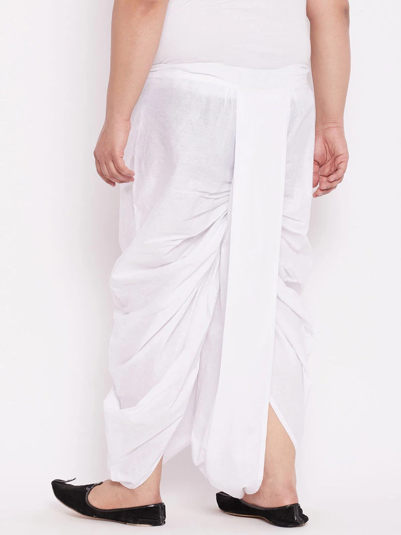 Vastramay Men's Plus Size Pure Cotton White Traditional Dhoti 5 Vastramay Men's Plus Size Pure Cotton White Traditional Dhoti