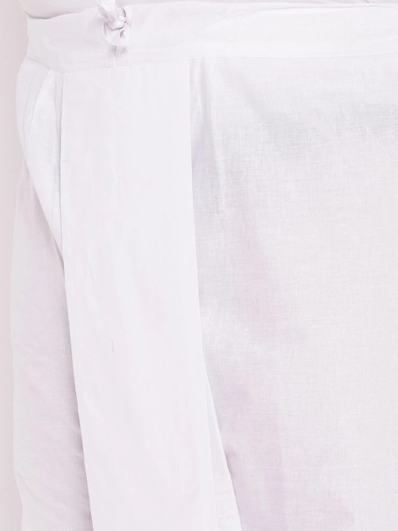 Vastramay Men's Plus Size Pure Cotton White Traditional Dhoti 6 Vastramay Men's Plus Size Pure Cotton White Traditional Dhoti