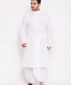 Vastramay Men's Plus Size Pure Cotton White Traditional Dhoti 12 Vastramay Men's Plus Size Pure Cotton White Traditional Dhoti