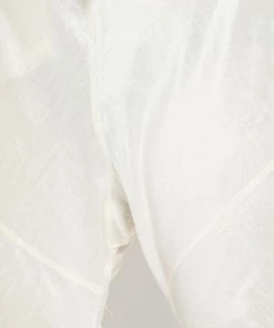 Vastramay Men's Plus Size Cream And Navy Blue Silk Blend Jacket Kurta Pyjama Set