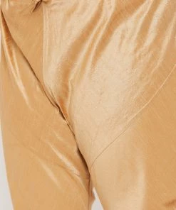 Vastramay Men's Plus Size Rose Gold And Blue Woven Silk Blend Jacket Kurta Pyjama Set Plus Size Collection