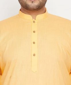 Vastramay Men's Plus Size Fawn And Coffee Brown Cotton Blend Jacket Kurta Pyjama Set Ganesh Chaturthi 13 Vastramay Men's Plus Size Fawn And Coffee Brown Cotton Blend Jacket Kurta Pyjama Set Ganesh Chaturthi