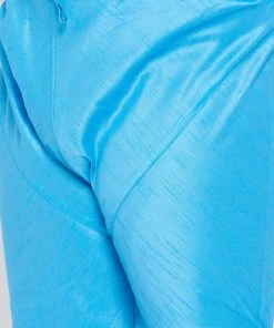Vastramay Plus Size Collection Men's Plus Size Aqua Blue Silk Blend Kurta And Pyjama Set