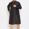 Vastramay Men's Plus Size Black Silk Blend Kurta And Pyjama Set Plus Size Collection