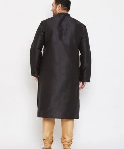 Vastramay Men's Plus Size Black Silk Blend Kurta And Pyjama Set Plus Size Collection 11 Vastramay Men's Plus Size Black Silk Blend Kurta And Pyjama Set Plus Size Collection