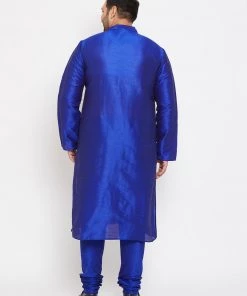 Vastramay Plus Size Collection Men's Plus Size Blue Silk Blend Kurta And Pyjama Set 11 Vastramay Plus Size Collection Men's Plus Size Blue Silk Blend Kurta And Pyjama Set