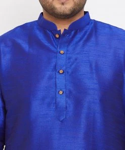Vastramay Plus Size Collection Men's Plus Size Blue Silk Blend Kurta And Pyjama Set 12 Vastramay Plus Size Collection Men's Plus Size Blue Silk Blend Kurta And Pyjama Set