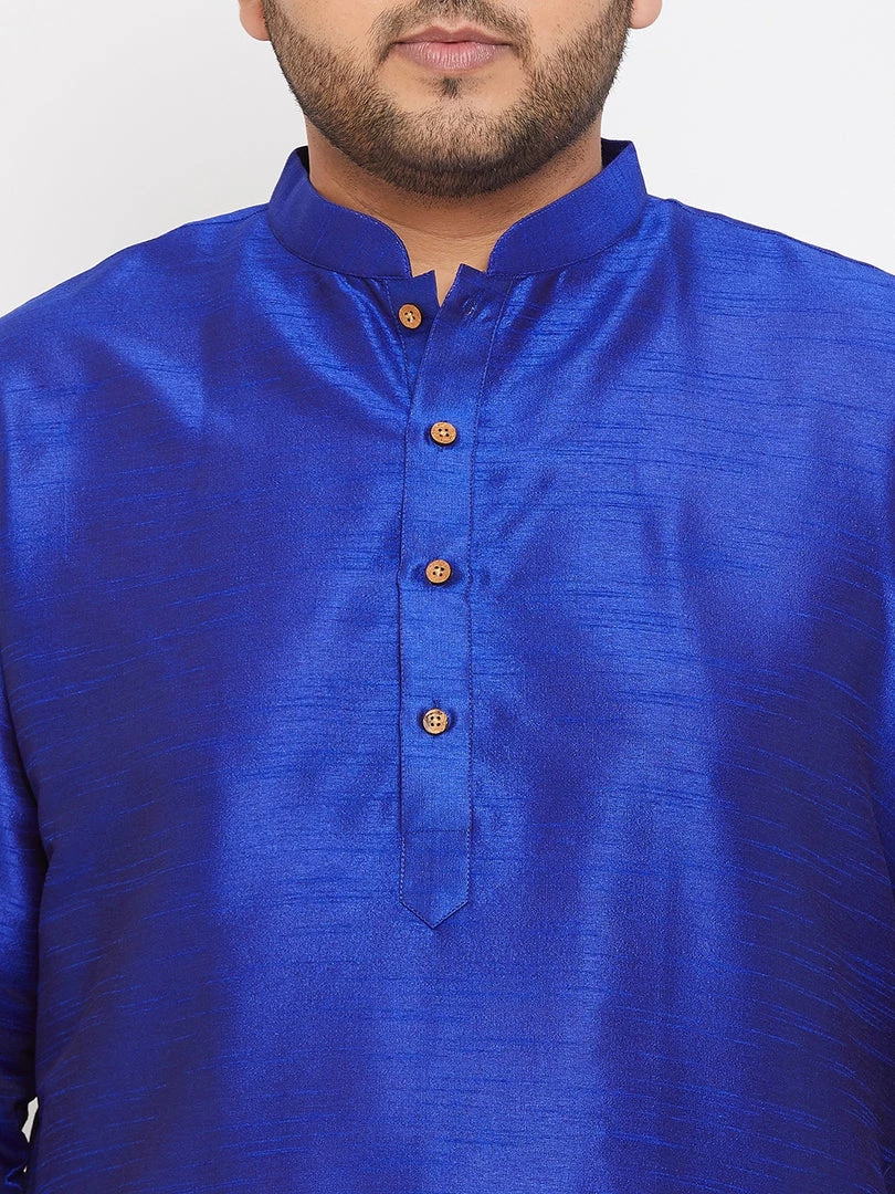 Vastramay Plus Size Collection Men's Plus Size Blue Silk Blend Kurta And Pyjama Set 6 Vastramay Plus Size Collection Men's Plus Size Blue Silk Blend Kurta And Pyjama Set