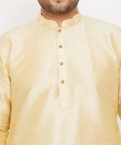 Vastramay Men's Plus Size Gold Silk Blend Kurta