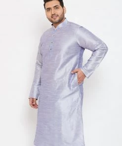 Vastramay Men's Plus Size Lavender Silk Blend Kurta Plus Size Collection