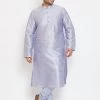 Vastramay Men's Plus Size Lavender Silk Blend Kurta And Pyjama Set Plus Size Collection