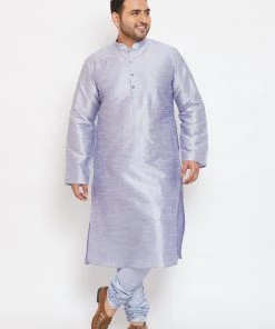 Vastramay Men's Plus Size Lavender Silk Blend Kurta And Pyjama Set Plus Size Collection