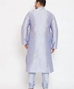 Vastramay Men's Plus Size Lavender Silk Blend Kurta And Pyjama Set Plus Size Collection