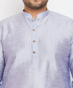 Vastramay Men's Plus Size Lavender Silk Blend Kurta And Pyjama Set Plus Size Collection