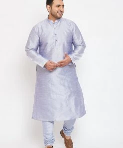 Vastramay Men's Plus Size Lavender Silk Blend Kurta And Pyjama Set Plus Size Collection