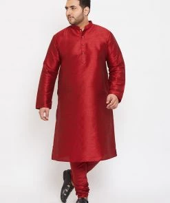 Vastramay Men's Plus Size Maroon Silk Blend Kurta And Pyjama Set Plus Size Collection 14 Vastramay Men's Plus Size Maroon Silk Blend Kurta And Pyjama Set Plus Size Collection