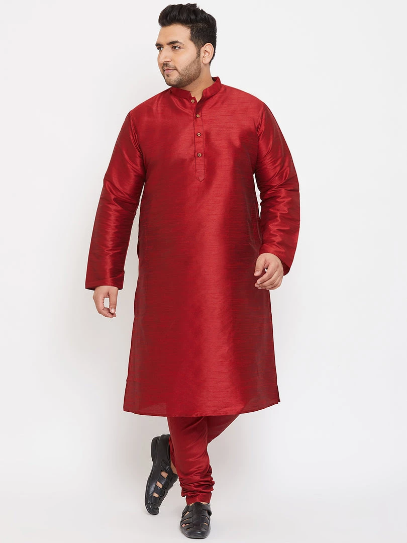 Vastramay Men's Plus Size Maroon Silk Blend Kurta And Pyjama Set Plus Size Collection 8 Vastramay Men's Plus Size Maroon Silk Blend Kurta And Pyjama Set Plus Size Collection
