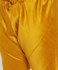 Vastramay Men's Plus Size Mustard Silk Blend Kurta And Pyjama Set