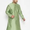 Vastramay Men's Plus Size Mint Green Silk Blend Kurta Plus Size Collection 1 Vastramay Men's Plus Size Mint Green Silk Blend Kurta Plus Size Collection