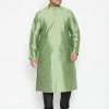 Vastramay Kurta Sets Men's Plus Size Light Green Cotton Silk Blend Kurta And Pyjama Set