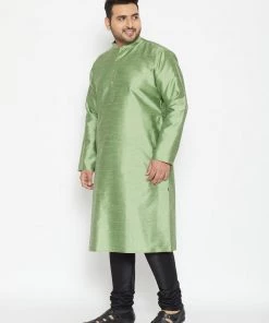 Vastramay Kurta Sets Men's Plus Size Light Green Cotton Silk Blend Kurta And Pyjama Set 16 Vastramay Kurta Sets Men's Plus Size Light Green Cotton Silk Blend Kurta And Pyjama Set