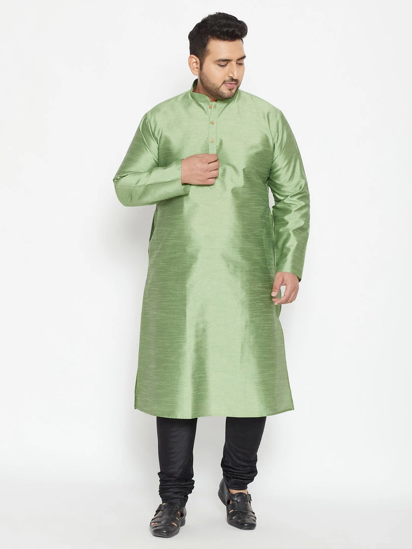 Vastramay Kurta Sets Men's Plus Size Light Green Cotton Silk Blend Kurta And Pyjama Set 9 Vastramay Kurta Sets Men's Plus Size Light Green Cotton Silk Blend Kurta And Pyjama Set