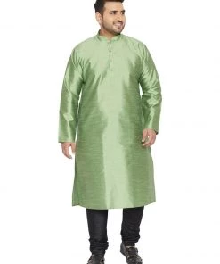 Vastramay Kurta Sets Men's Plus Size Light Green Cotton Silk Blend Kurta And Pyjama Set 18 Vastramay Kurta Sets Men's Plus Size Light Green Cotton Silk Blend Kurta And Pyjama Set